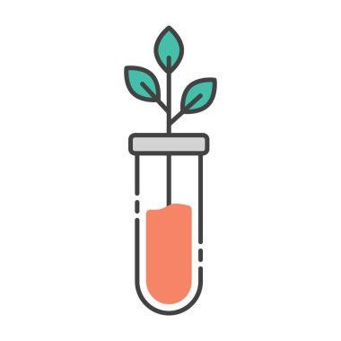 Biyoteknoloji konsepti, düz tasarımda biyolojik bilim simgesi 