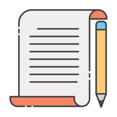 Çizim tablosu, yazma belgesi, düz tasarım simgesi 