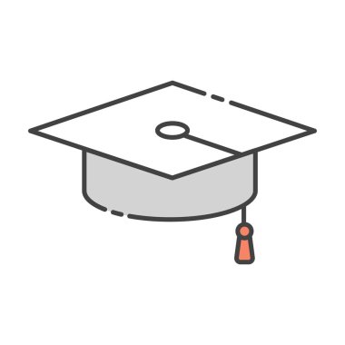 Mezuniyet töreni şapkası, düz tasarım havan topu simgesi 