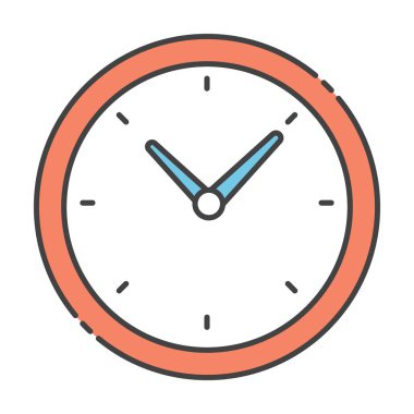 Duvarda asılı saat, düz dizaynlı saat simgesi.