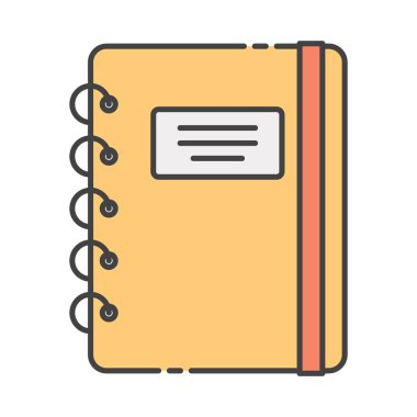 Düz tasarımda ders kitabı, dizüstü bilgisayar simgesi.