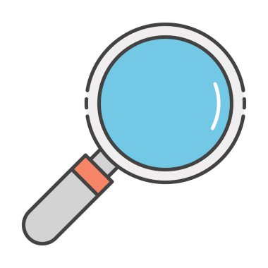 Beyaz arkaplanda izole edilmiş büyüteç simgesi.