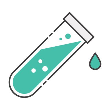 Laboratuvar aparatı, test tüpü düz simgesi 