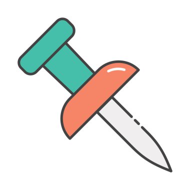 Uyarı panosu iğnesi, pulpin simgesinin düz tasarımı.