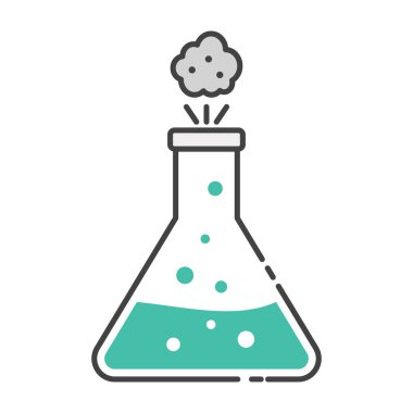 Laboratuvar aparatı, kimyasal matara düz simge tasarımı 