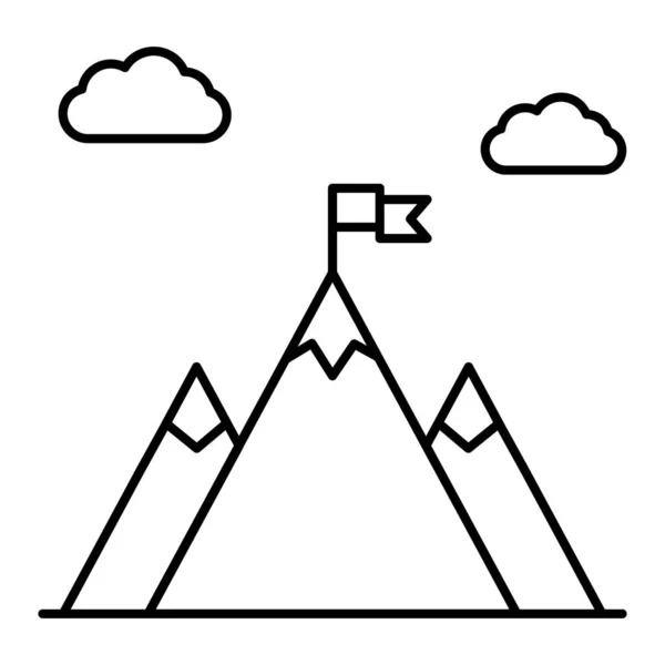 Collines Avec Drapeau Atteint Une Colline Supérieure Icône Significative Pour — Image vectorielle