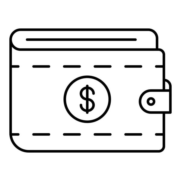 Icono Billetera Dinero Diseño Línea Moda Billetera Con Dólares — Archivo Imágenes Vectoriales