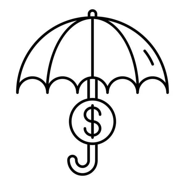 Paraguas Sobre Moneda Seguro Financiero Icono Línea Conceptual — Archivo Imágenes Vectoriales
