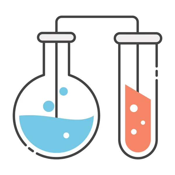 Icona Dell Esperimento Chimico Del Laboratorio Nello Stile Piano — Vettoriale Stock