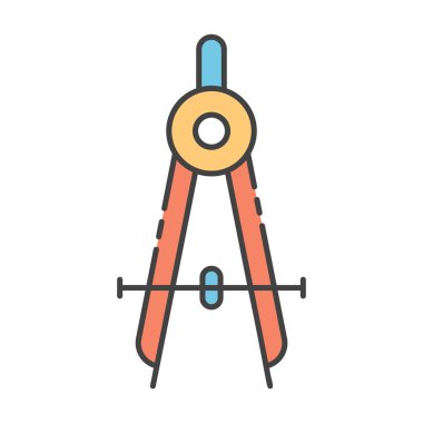 Çizim aracı, düz tasarımda pusula vektörü 