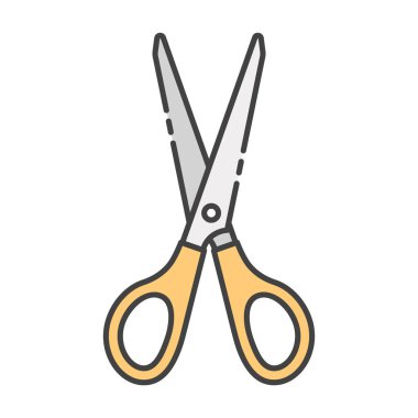 Düz tasarımda kesme aracı, makas simgesi 