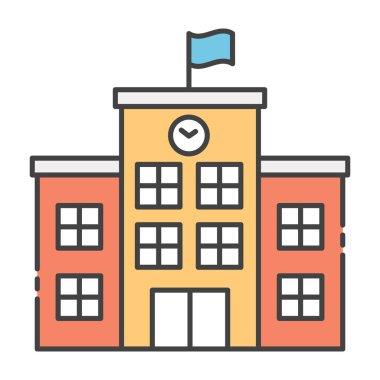 Eğitim enstitüsü, düz vektör tasarımlı okul binası 