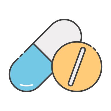 Tabletli kapsül, düz simgeli ilaç 