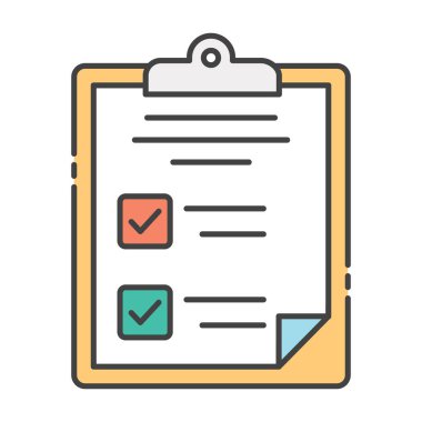 Düz vektör tasarımında sınav sayfası simgesi 