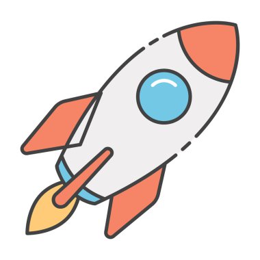 Uzay aracı taşımacılığı, düz vektör biçiminde roket simgesi  