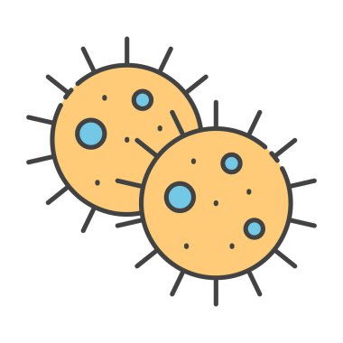 Mikrobiyoloji konsepti, düz vektörde bakteri virüsü  