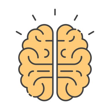 Entelektüel beyin gücü, düz tasarımda parlak beyin simgesi 