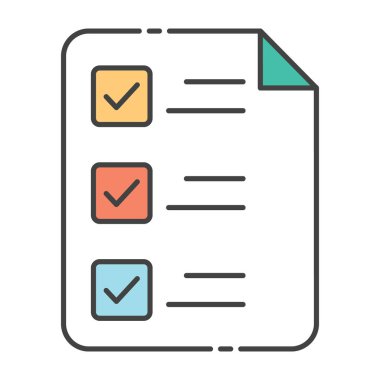 Düz dizaynda kontrol listesi, görev listesi vektörü 