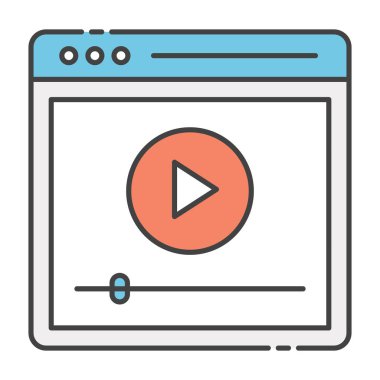 Video öğrenme, video öğretim simgeleri düz vektör tasarımı 