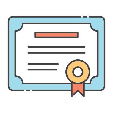 Başarı belgesi, düz tasarım sertifika simgesi 