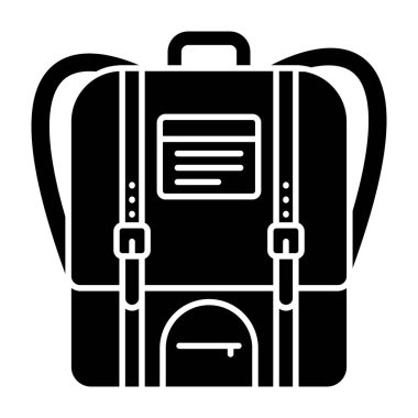 Okul aksesuarları, okul çantası katı tasarım vektörü 