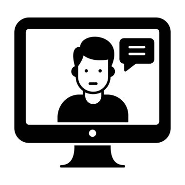 Somut tasarımda canlı iletişim, görüntülü sohbet simgesi 