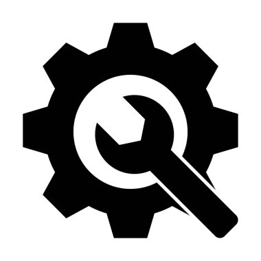 Anahtar dişli tekerlek, mekanik ayar simgesi katı vektör 