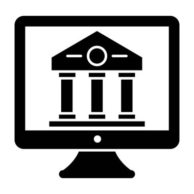 Çevrimiçi üniversite ikonu içerisindeki eğitim enstitüsü binası.