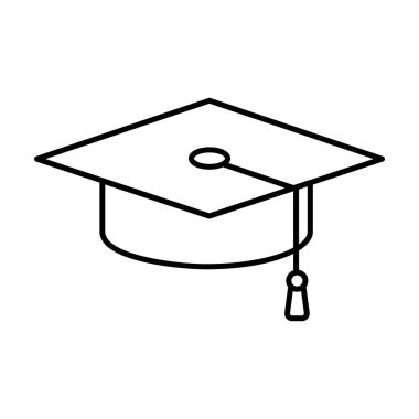 Mezuniyet töreni şapkası, satır tasarımında havan topu simgesi 