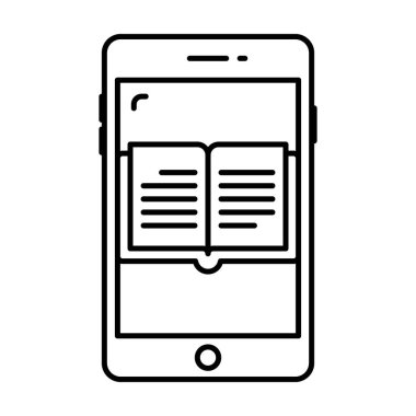 Satır tasarımında E öğrenme kavramı, eğitim uygulaması simgesi vektörü 