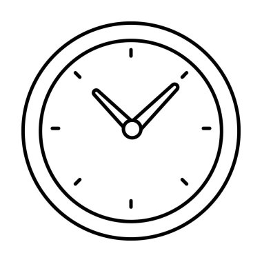 Duvarda asılı saat, satırda saat simgesi.