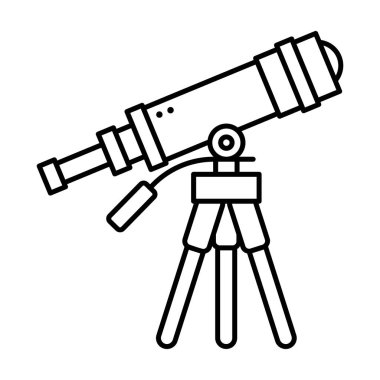 Araştırma ekipmanları, teleskop simgesi satır vektörü 