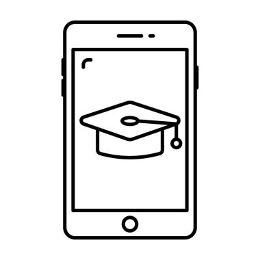 Satır tasarımında E öğrenme kavramı, eğitim uygulaması simgesi vektörü 