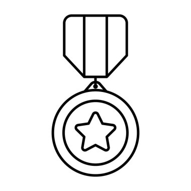 Madalya kazanan, yıldız rozet vektörü çizgi simgesi biçiminde 