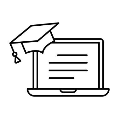 dijital çalışmanın satır vektör tasarımı, çevrimiçi eğitim simgesi 