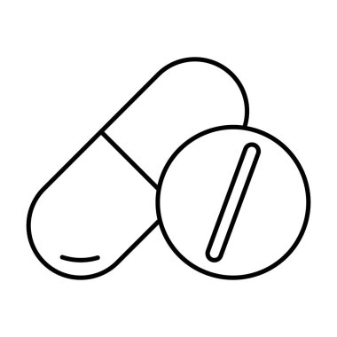 Tabletli kapsül, satır simgesinde ilaç 