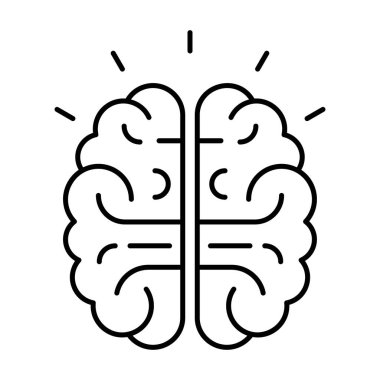 Entelektüel beyin gücü, çizgi dizaynında parlak beyin simgesi 