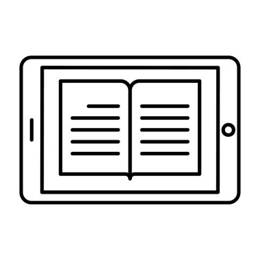 Satır tasarımında E öğrenme kavramı, eğitim uygulaması simgesi vektörü 