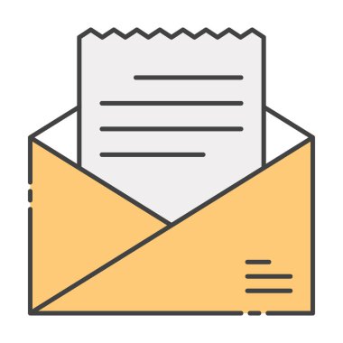 Emil belge simgesi düz biçiminde açılan e- posta mektubu 