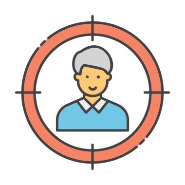 Kişiye odaklan, kafa avlama simgesi düz tasarım vektörü 