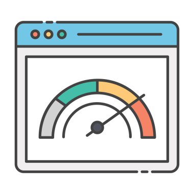 İnternet hız sınırı test ediliyor, düz tasarım web hız simgesi