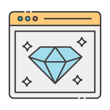 Çevrimiçi web kalitesi, premium web sitesi simgesinin düz tasarımı.