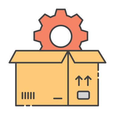 Lojistik yönetim, düz vektör biçiminde paket ayarı simgesi 