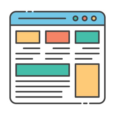 Web kablo arayüzü, düz vektör tasarımında web yerleşim simgesi.