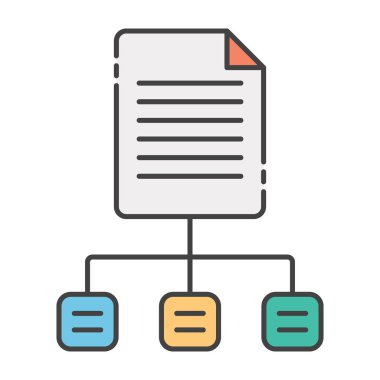 Dağıtılmış belge, belge ağı simgesi düz biçimi 