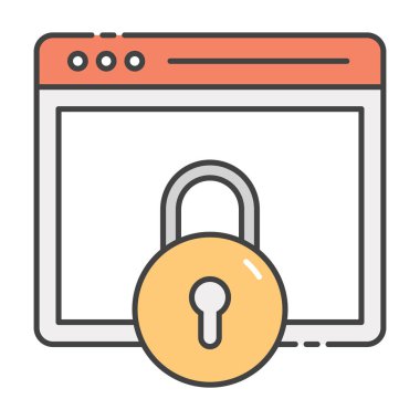 Web sitesi koruma kavramı, düz tasarım web sayfası güvenlik simgesi.