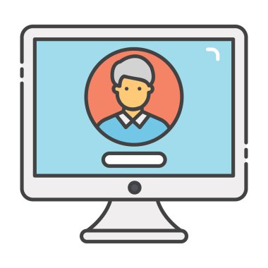 Düz beyaz arka plan üzerinde izole görüntülü sohbet simgesi 