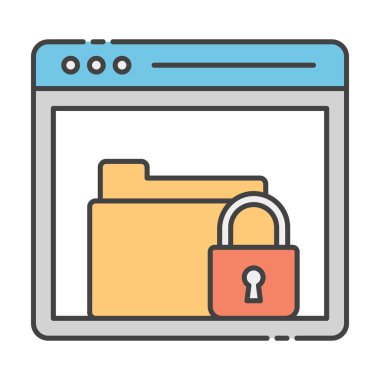 Güvenli veri sitesi, kilitli dizin simgesi düz 