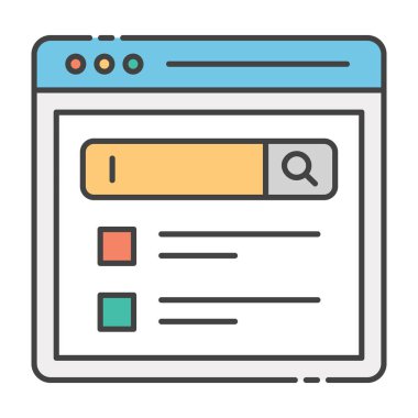 Tarayıcı İnternet arama çubuğu, arama çubuğu simgesinin düz tasarımı.