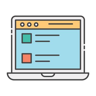 Çevrimiçi web materyali, düz vektörde web içeriği simgesi